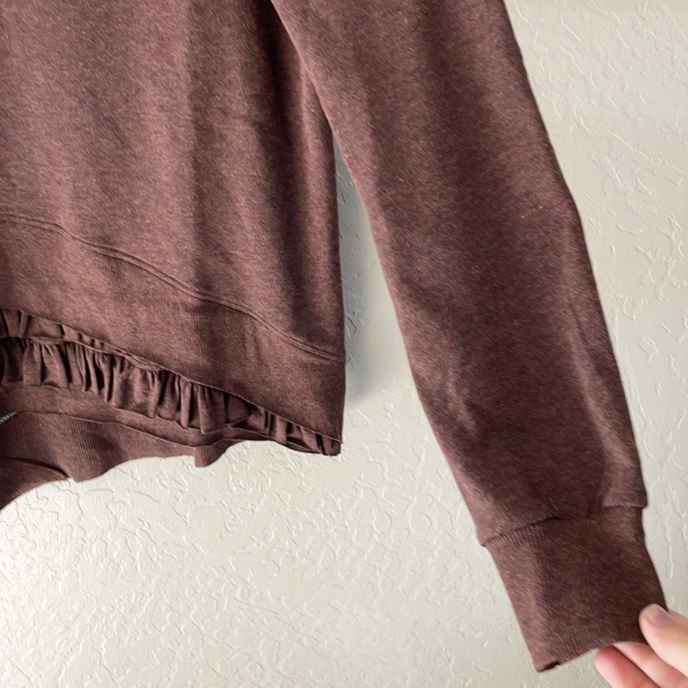 🌿Final Sale Anthro Mystree Brown‎ V Neck Ruffle Trim Sweater - Picture 7 of 12